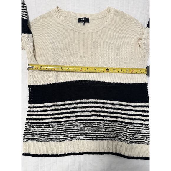 7 for all mankind Los Angeles Women’s black & white Chunky‎ knit sweater size S - Picture 4 of 5